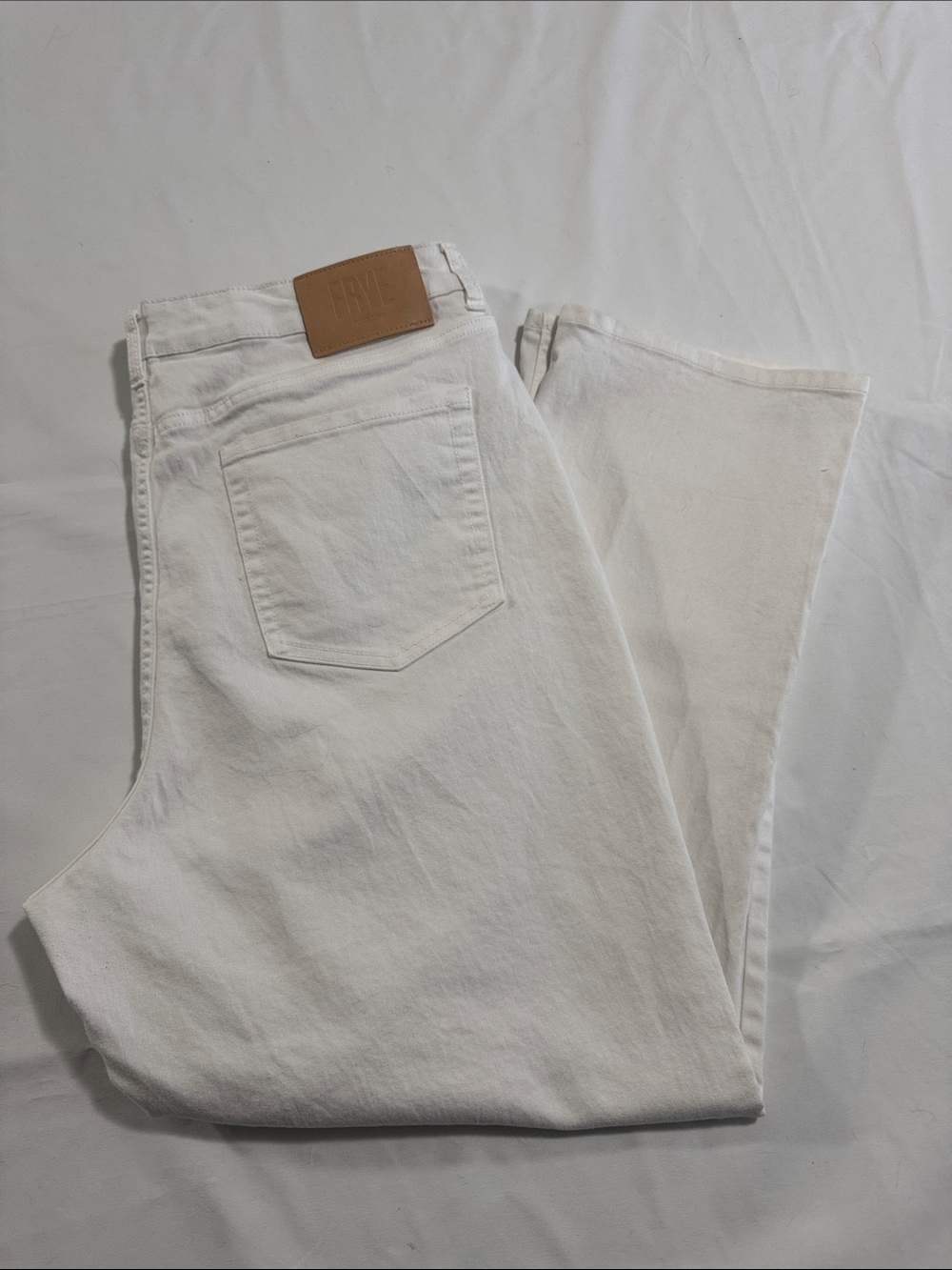 Frye Jeans Womens 16 White Denim Stretch Straight Leg Cropped Everyday High Rise